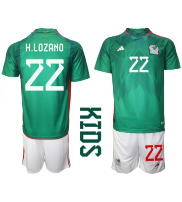 Maillot de foot Mexique Hirving Lozano #22 Domicile enfant Monde 2022 Manches Courte (+ pantalon court)